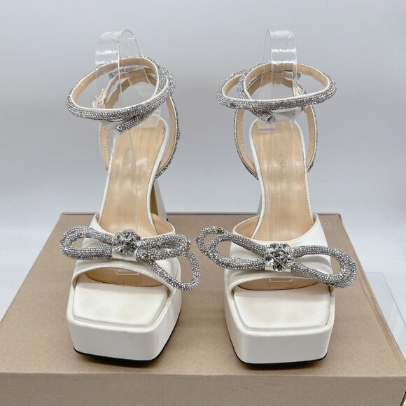 Mach & Mach Wedding Platform Double Bow 140 Silk Ankle-Strap Sandals EU 39 US 9 - Picture 6 of 13
